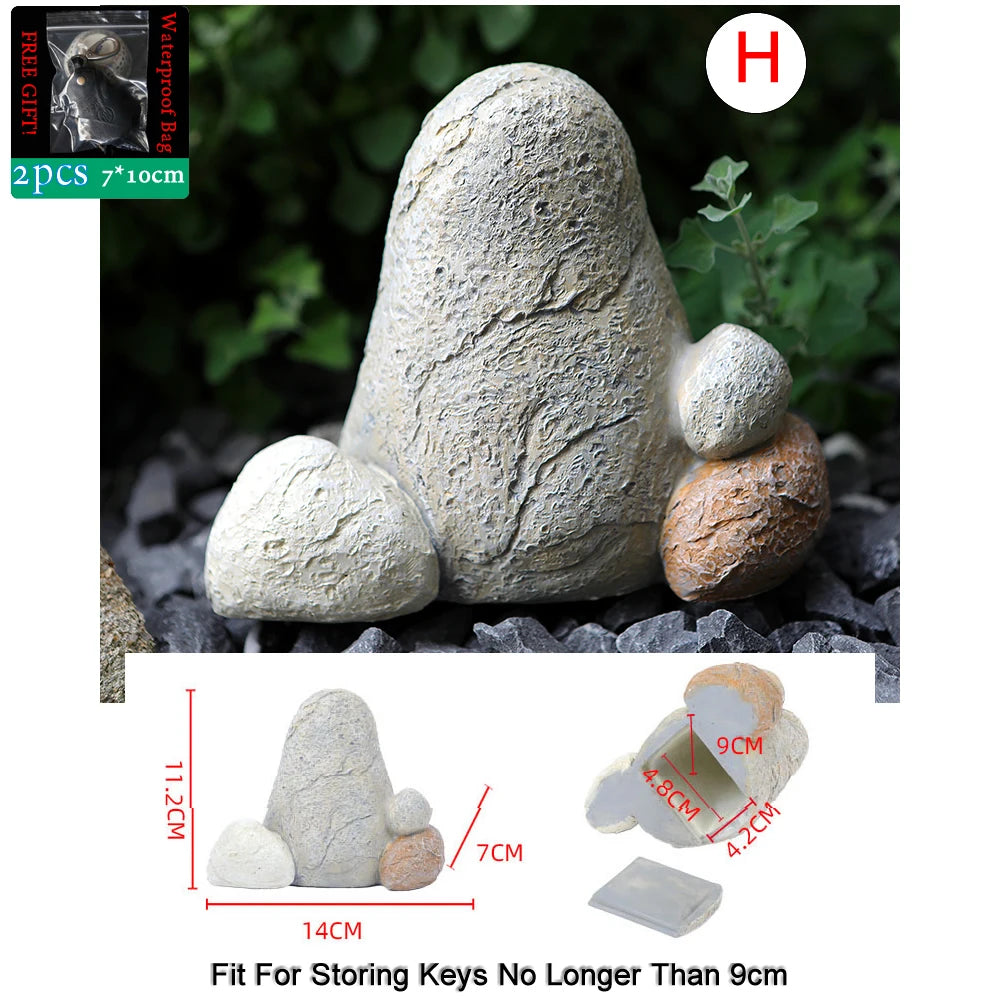 Sight Secret Garden Stone Decoration Ornament Hidden Storage Compartment Diversion Stash Safe Container Home Hide Spare Keys