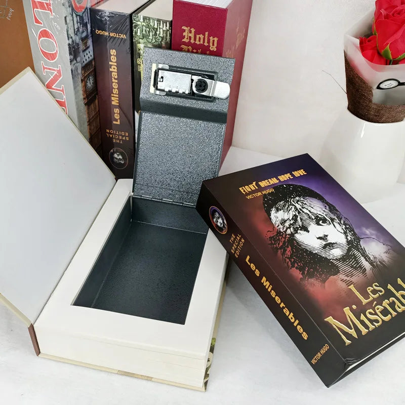Hidden Safe Box Code Lock Book Shape Secret Simulation Book Cash Jewelry Money Box Organizer Stash Box Metal Piggy Bank Gift