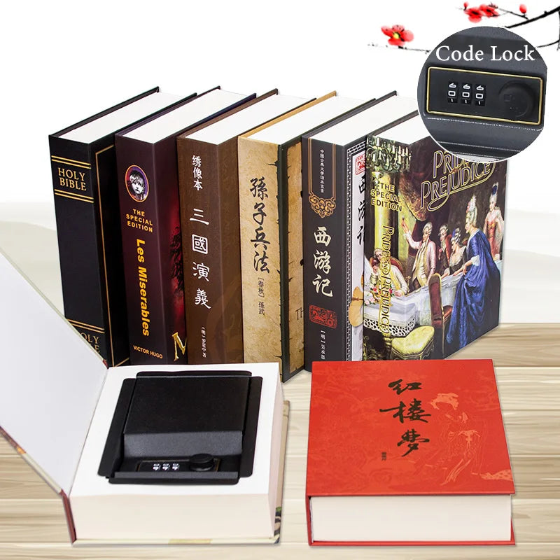 Hidden Safe Box Code Lock Book Shape Secret Simulation Book Cash Jewelry Money Box Organizer Stash Box Metal Piggy Bank Gift