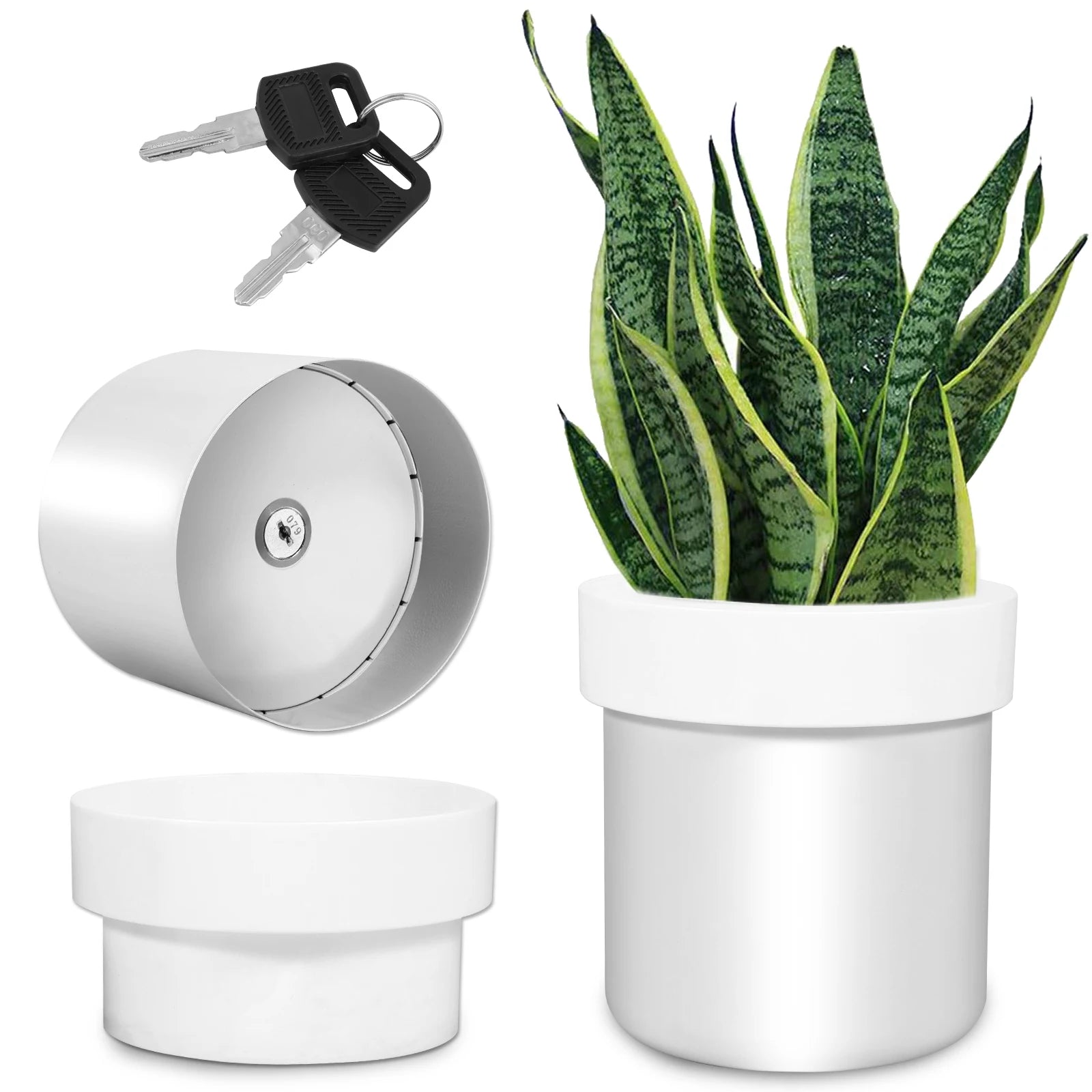 Flower Pot Money Storage Box 2 Layer Lockable Hidden Surprise Secret Safe Box Piggy Bank Security Container Stash Key