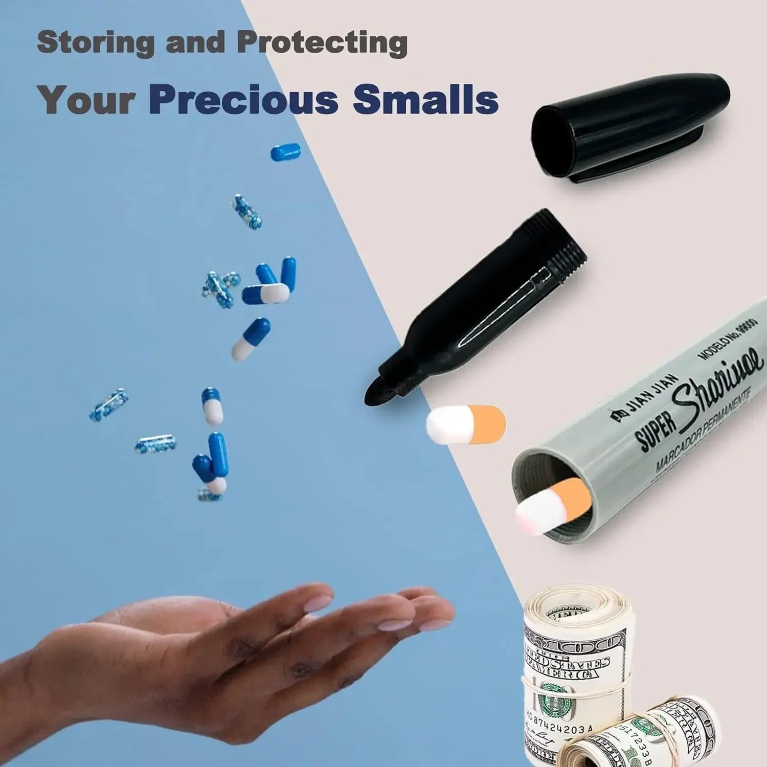 Creative Fake Red Black Marker Pen Hidden Compartment Sight Diversion Safe For Home Office Hide Necklace Money Small Valuables