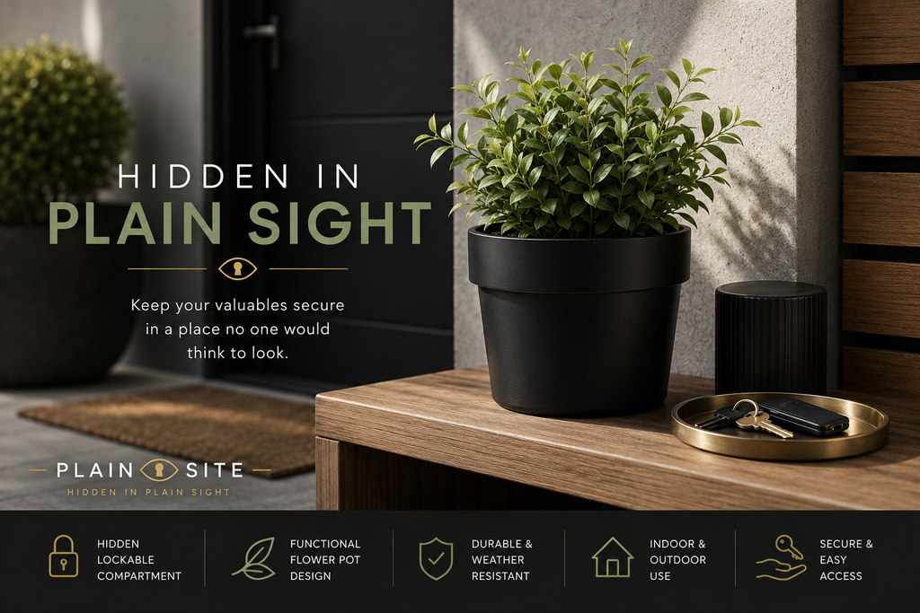 Hidden Flower Pot Storage Safe | Lockable Planter with Secret Compartment