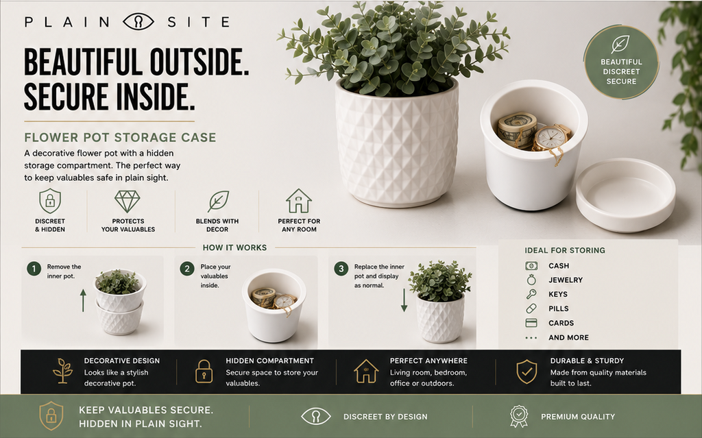Flower Pot Money Storage Box 2 Layer Lockable Hidden Surprise Secret Safe Box Piggy Bank Security Container Stash Key