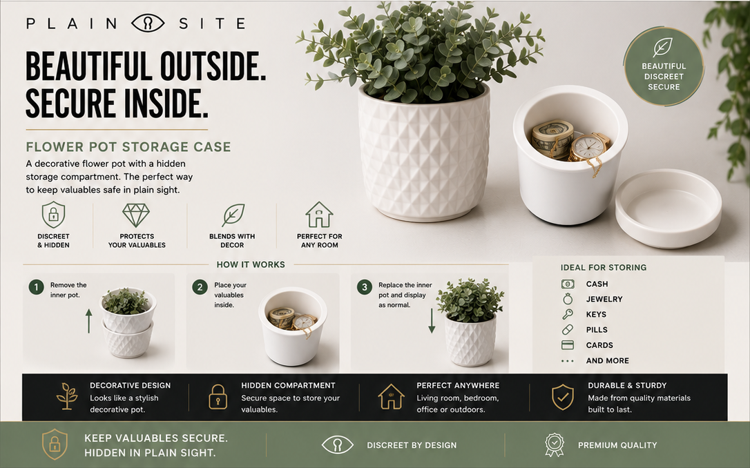Flower Pot Money Storage Box 2 Layer Lockable Hidden Surprise Secret Safe Box Piggy Bank Security Container Stash Key
